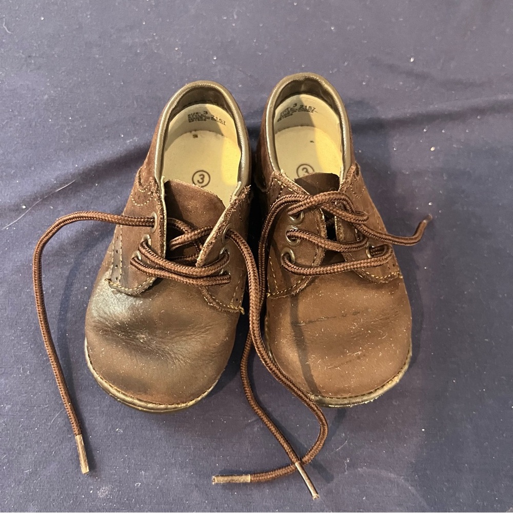 Angel Baby Brown Lace Up Walking Shoes Toddler Size 3 Leather